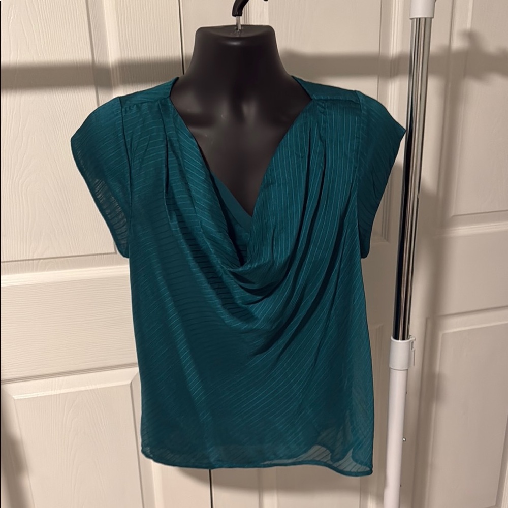 41 Hawthorn Teal Drape Neck Blouse